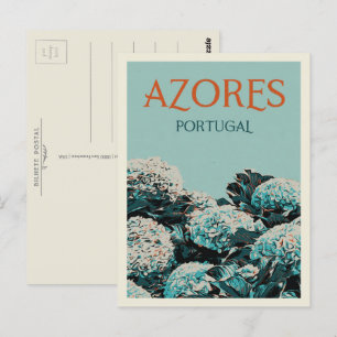 Azores hydrangeas illustration Portugal Postcard