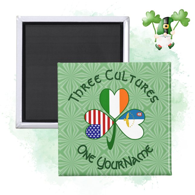Azores Ireland USA Flags Shamrock Personalised  Magnet (Creator Uploaded)