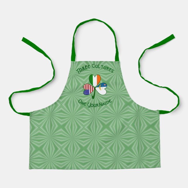 Azores Irish USA Flags Shamrock Personalised Kids Apron (Front)