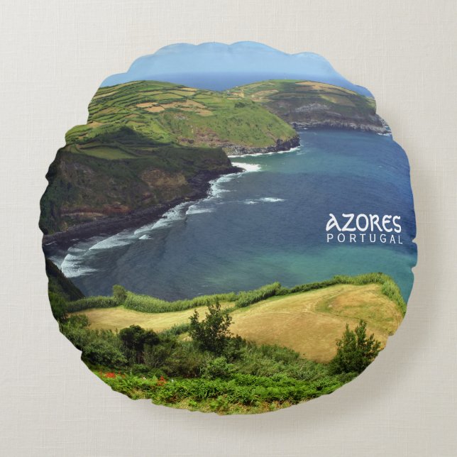Azores islands photo, Portugal Round Cushion (Front)