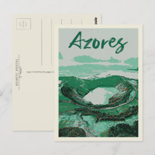 Azores islands Volcanic Lakes Illustration Postcard