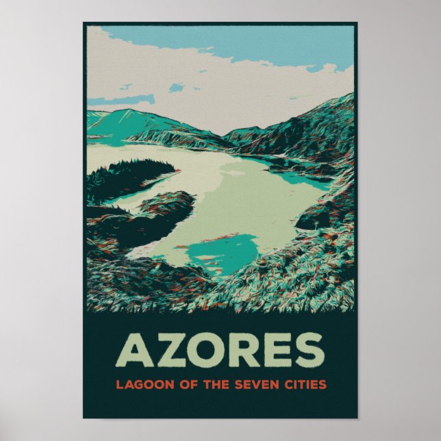 Azores Lagoon of 7 cities illustration Portugal Poster (Front)