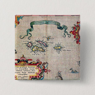 Azores Old Map - Vintage Sailing Exploration 15 Cm Square Badge