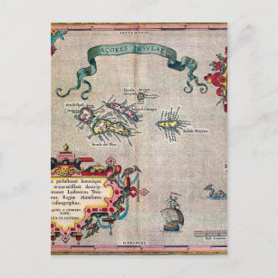 Azores Old Map - Vintage Sailing Exploration Postcard