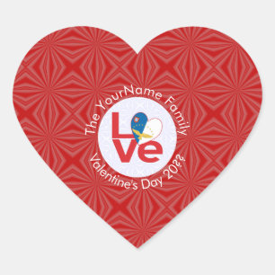 Azores Red LOVE Flag Personalised Heart Sticker