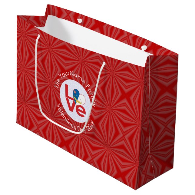 Azores Red LOVE Flag Personalised  Large Gift Bag (Front Angled)