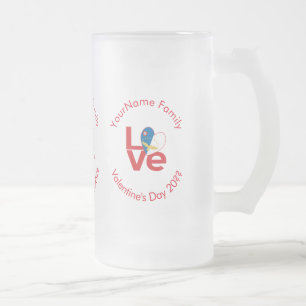 Azores Red LOVE Flag Personalized  Frosted Glass Beer Mug