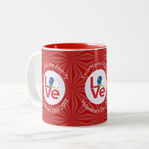 Azores Red Love Heart Personalised Two-Tone Coffee Mug