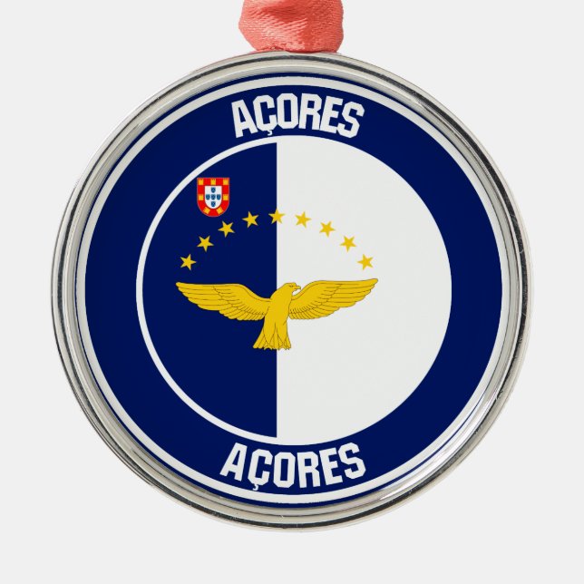 Azores Round Emblem Metal Tree Decoration (Front)