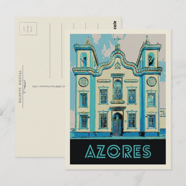 Azores Terceira island illustration Portugal Postcard (Front/Back)