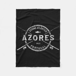 Azores Vintage Crossed Fishing Rods  Fleece Blanket