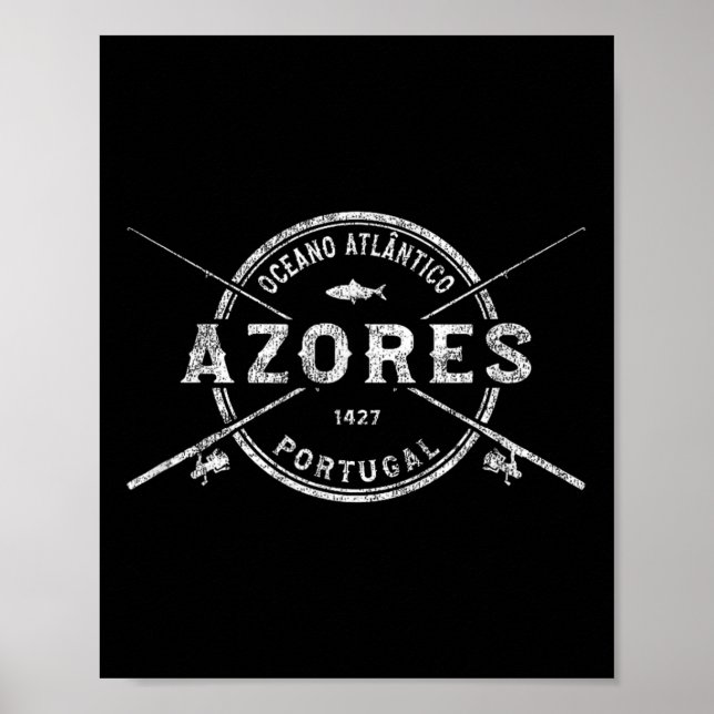 Azores Vintage Crossed Fishing Rods  Poster (Front)