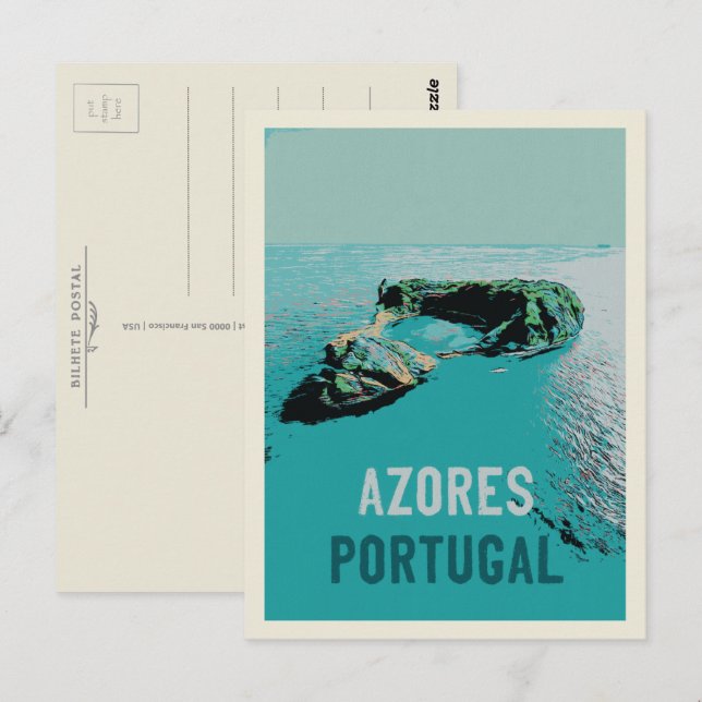 Azores Volcanic island Illustration Postcard (Front/Back)