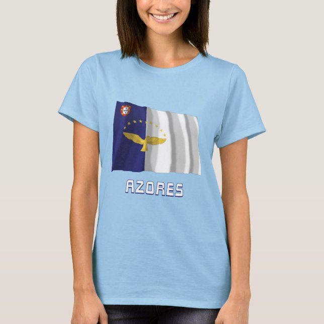 Azores Waving Flag with Name T-Shirt (Front)