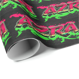 Azra Vorname Name Graffiti red green Wrapping Paper