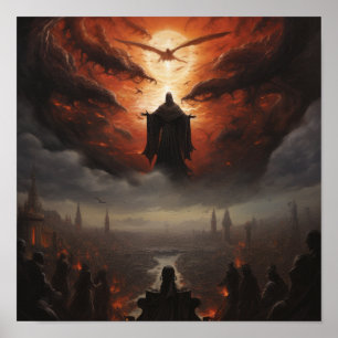 Azrael Floating Above Humanity Poster - Mystical A