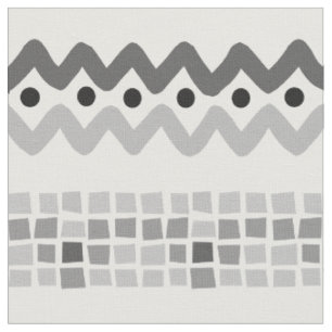 Aztec Abstract Grey Triaingle Geometric Pattern Fabric