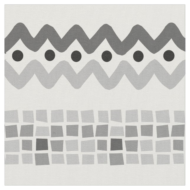 Aztec Abstract Grey Triaingle Geometric Pattern Fabric (Close Up)