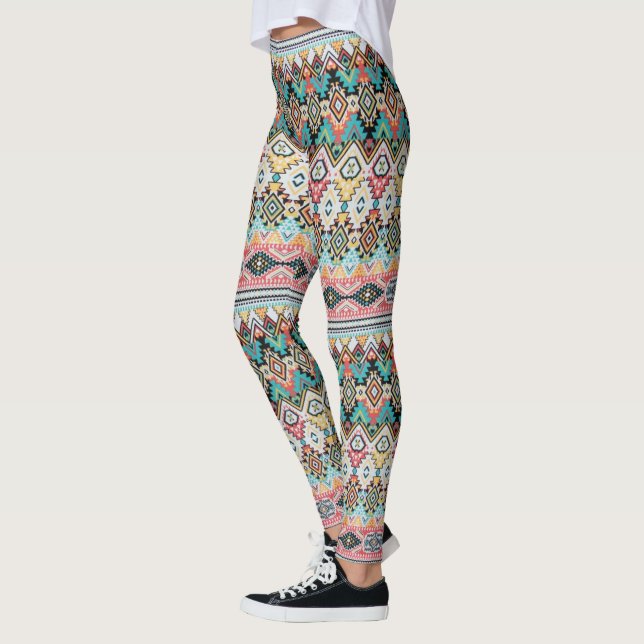 Aztec abstract pattern leggings (Left)