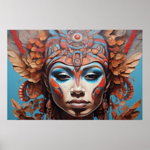 Aztec Abstract Vibrant Tribal Fusion Art Poster