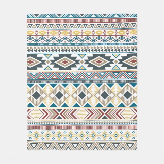 Aztec american indian pattern tribal ethnic motifs fleece blanket (Front)