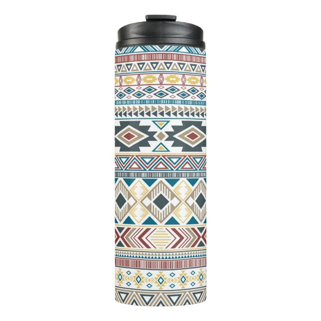 Aztec american indian pattern tribal ethnic motifs thermal tumbler (Front)