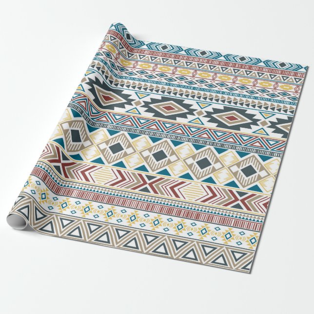 Aztec american indian pattern tribal ethnic motifs wrapping paper (Unrolled)