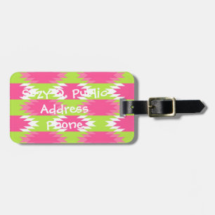 Aztec Andes Tribal Hot Pink Lime Green Pattern Luggage Tag