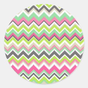 Aztec Andes Tribal Mountains Chevron Zig Zags Classic Round Sticker