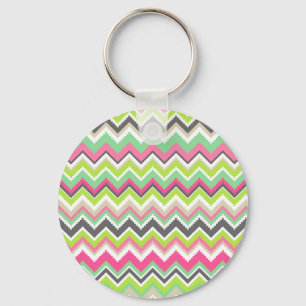 Aztec Andes Tribal Mountains Chevron Zig Zags Key Ring