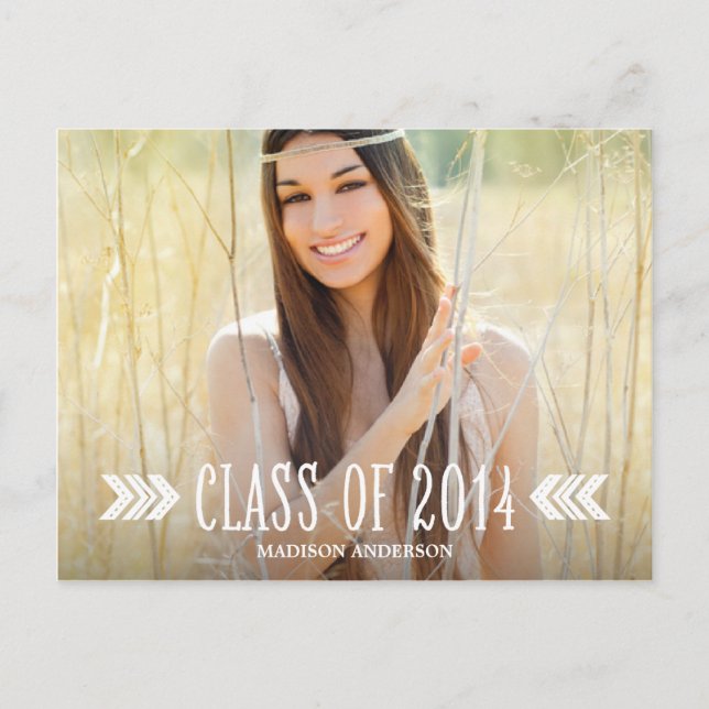 Aztec Arrows | Graduation Postcard Invitation (Front)