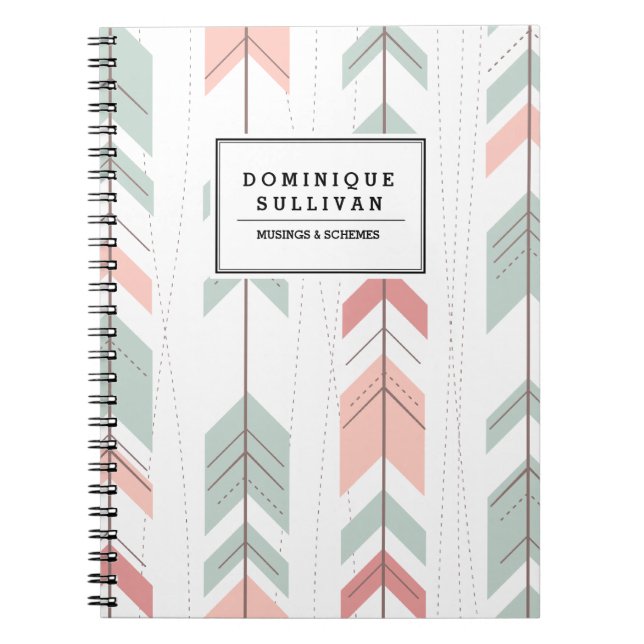 Aztec Arrows Pattern Personalised Notebook (Front)