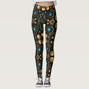 Aztec art,  vibrant, reflecting the culture leggings