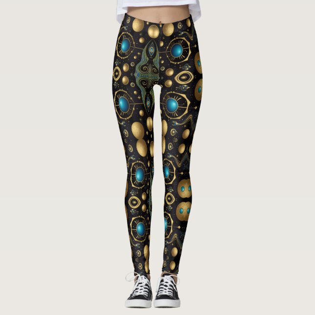Aztec art,  vibrant, reflecting the culture leggings (Front)