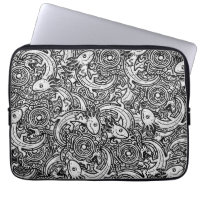 Aztec Axolotl Xolotl Tribal Pattern Black & White