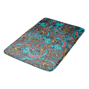 Aztec Axolotl Xolotl Tribal Pattern mythology boho Bath Mat