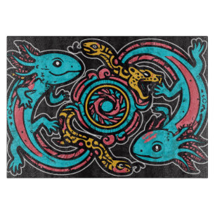 Aztec Axolotl Xolotl Tribal Pattern mythology boho Cutting Board