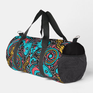Aztec Axolotl Xolotl Tribal Pattern mythology boho Duffle Bag