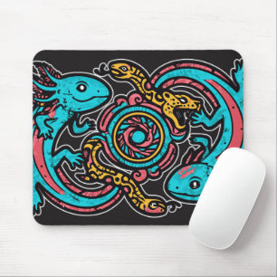 Aztec Axolotl Xolotl Tribal Pattern mythology boho Mouse Mat
