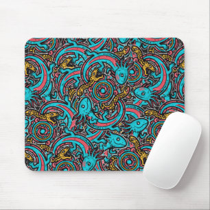 Aztec Axolotl Xolotl Tribal Pattern mythology boho Mouse Mat