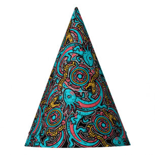 Aztec Axolotl Xolotl Tribal Pattern mythology boho Party Hat