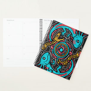 Aztec Axolotl Xolotl Tribal Pattern mythology boho Planner