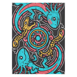 Aztec Axolotl Xolotl Tribal Pattern mythology boho Tablecloth