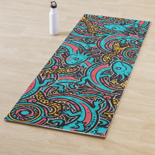 Aztec Axolotl Xolotl Tribal Pattern mythology boho Yoga Mat