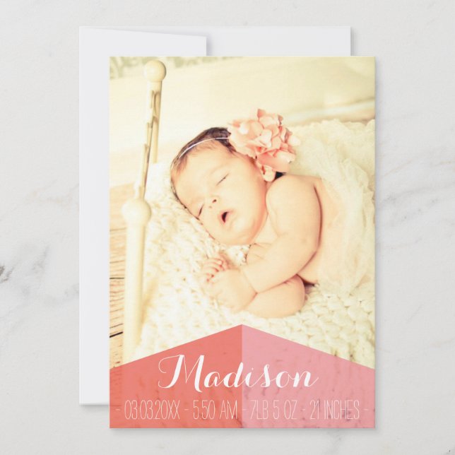 Aztec Baby Girl Birth Announcement Photo Card (Front)