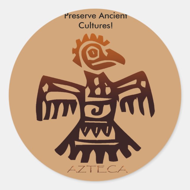 AZTEC ~ Bird Spirit Classic Round Sticker (Front)
