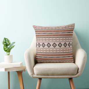 Aztec Black Browns Taupe Mixed Motifs Pattern Cushion