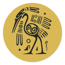 Aztec Black Heron on Gold Mexican Style
