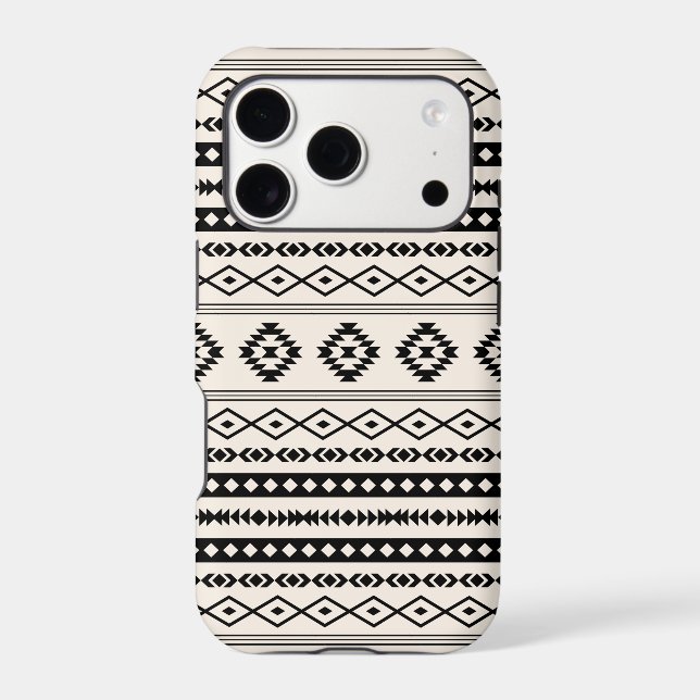 Aztec Black on Cream Mixed Motifs Pattern (Back)