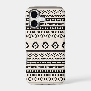 Aztec Black on Cream Mixed Motifs Pattern